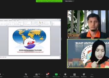 Sosialisasi dan edukasi kesiapsiagaan bencana yang dilaksanakan via daring, Senin (26/4/2021). (Genta Andalas/dok.pribadi)