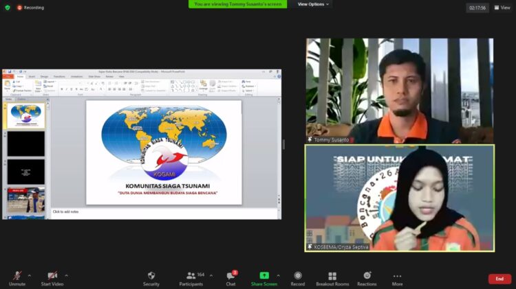 Sosialisasi dan edukasi kesiapsiagaan bencana yang dilaksanakan via daring, Senin (26/4/2021). (Genta Andalas/dok.pribadi)