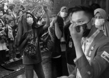 Pelaksanaan Munas BEM SI ke-XIV diwarnai perdebatan panitia-anggota di Auditorium Unand, Selasa (30/3/2021). (Genta Andalas/Geliz Luh Titisari)