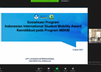 Sosialisasi Program IISMA Award Kemendikbud pada program MBKM, Senin (5/4/2021)
