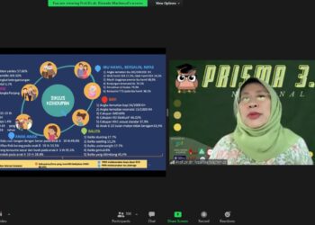 Rizanda Machmud sedang menjadi pembicara dalam Seminar Nasional PRISMA 3.0 FKM Universitas Andalas, Minggu  (31/10/2021)