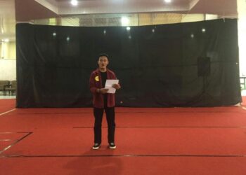 Pelaksanaan salah satu rangkaian lomba Peksima 2022 di gedung Pusat Kegiatan Mahasiswa Universitas Andalas (25/5/2022). (Genta Andalas/Kerina Jefani)