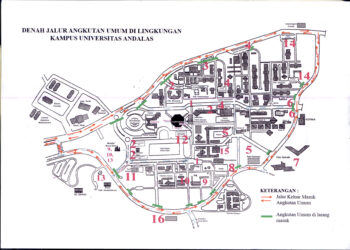 Rute angkutan umum di Universitas Andalas. (Genta Andalas/Dok. Pribadi)