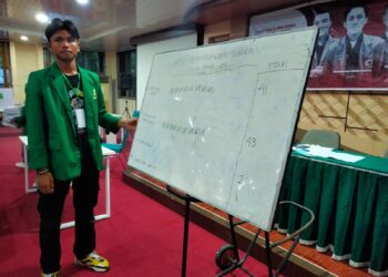 Hasil perhitungan suara oleh panitia MWA-UM UNAND pada Selasa (5/3/2024) (Genta Andalas/Resti Rasyid)