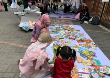 Selain mewarnai para peseta juga di arahkan untuk ke pos membaca dan mendongeng, Minggu (29/6/2025) (Zaki Latif Bagia Rahman)