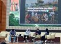 Situasi Pelaksanaan Diseminasi Riset tema Kebencanaan oleh Lembaga Bantuan Hukum (LBH) Padang di Gedung Serba Guna (GSG) Fakultas Hukum Universitas Andalas pada Kamis (4/6/2026) (Genta Andalas/Irfan Deri Saputra)